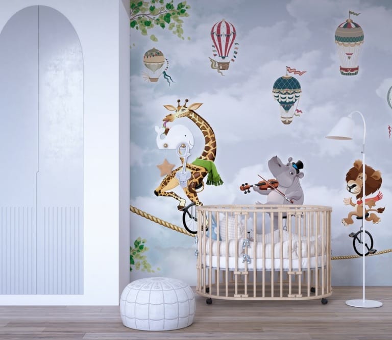 Fototapeta w wesołych kolorach Zwierzątka Tańczące Na Linie dla dzieci - główne zdjęcie produktu