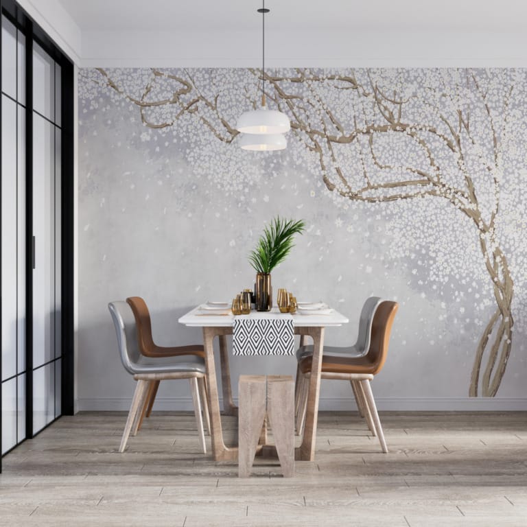 Fototapeta z japońskim motywem w jasnych odcieniach Kwitnące Drzewo Sakura - główne zdjęcie produktu