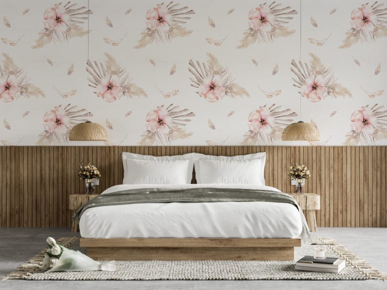 Fototapeta w stylu retro Różowe Małe Kwiaty - główne zdjęcie produktu