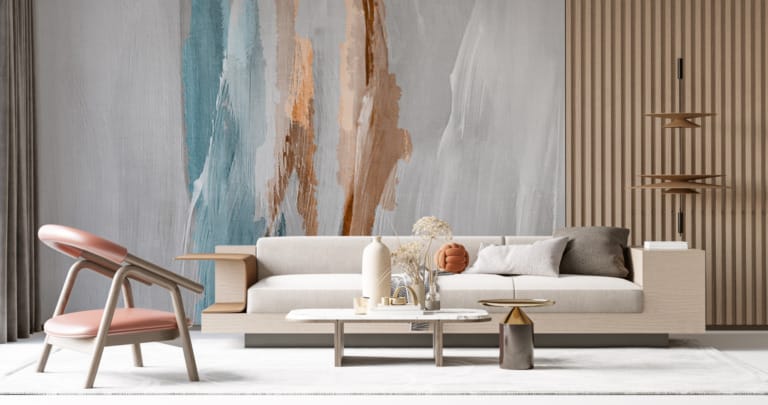 Fototapeta abstrakcyjna w ciepłej tonacji z pionowymi pasami Pociągnięcie Pędzlem - główne zdjęcie produktu