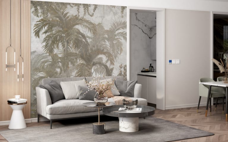 Fototapeta tropikalnego buszu w ciepłej tonacji Tropiki w Sepii - główne zdjęcie produktu