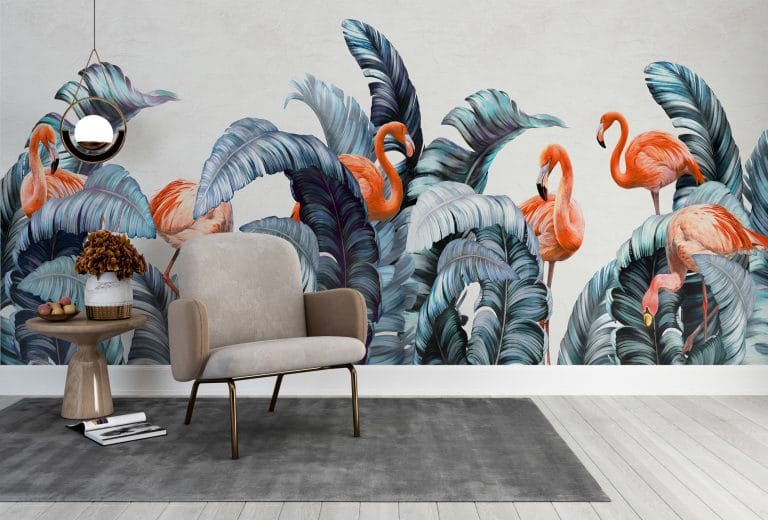 Fototapeta w stylu nowoczesnym i formacie 3D Pelikany w Liściach - główne zdjęcie produktu