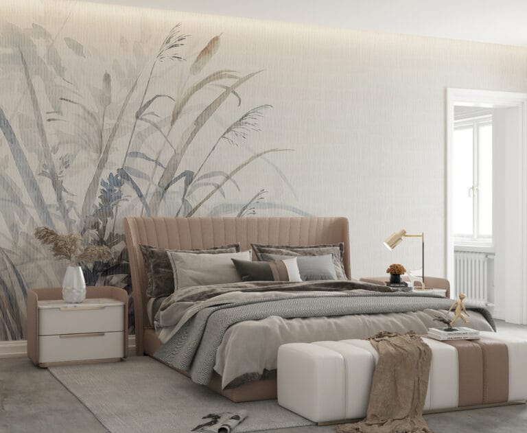 Fototapeta w minimalistycznym stylu i stonowanych odcieniach Trawy We Mgle - główne zdjęcie produktu