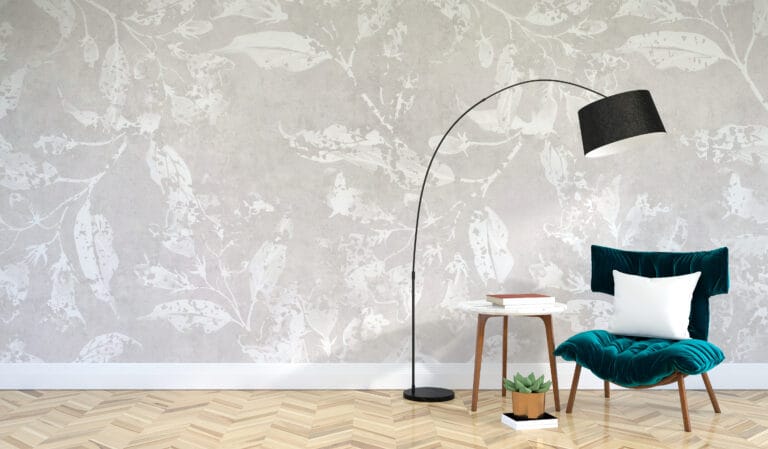 Fototapeta w odcieniach szarości z motywem roślinnym Niewyraźne Liście - główne zdjęcie produktu