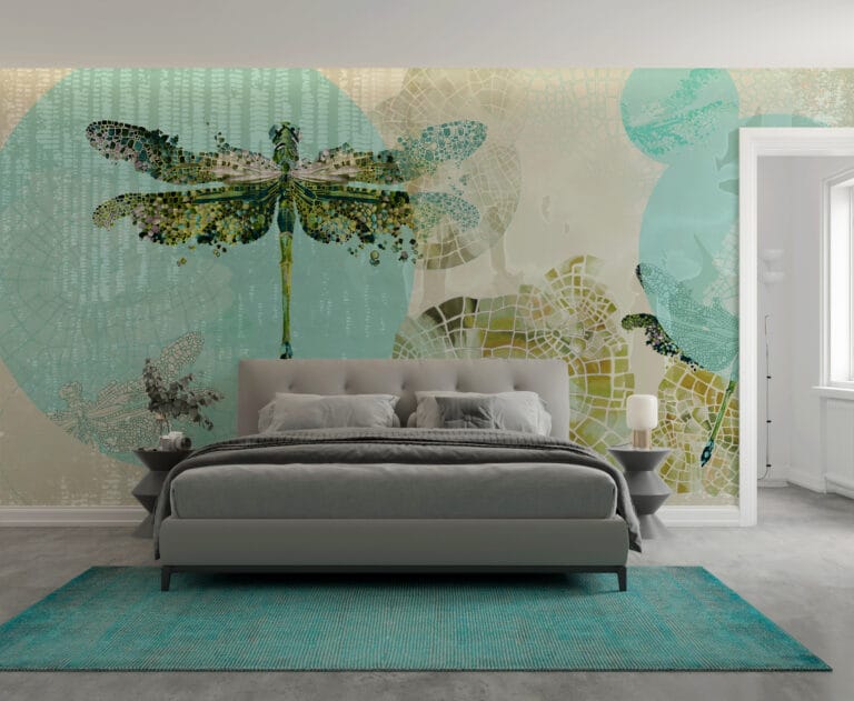 Fototapeta w stylu nowoczesnym z grafiką 3D i dominującym motywem owada Samotna Ważka - główne zdjęcie produktu