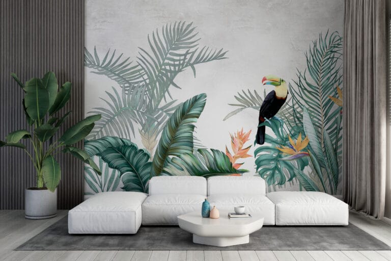Fototapeta z motywem tropikalnym Tukany w Liściach - główne zdjęcie produktu