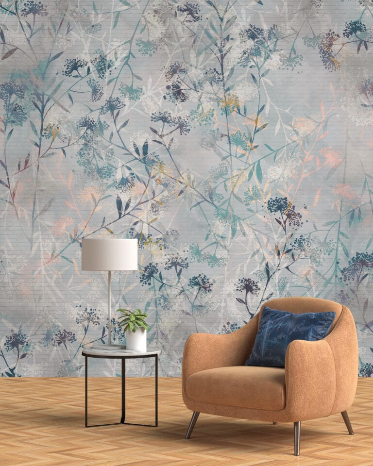 Fototapeta z tradycyjnym motywem roślinnym w ciepłych lecz stonowanych kolorach Małe Roślinki - główne zdjęcie produktu