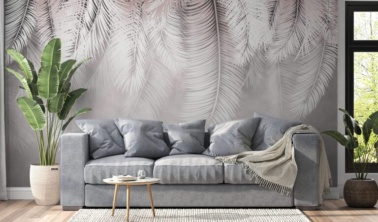 Fototapeta subtelna i piękna w delikatnych kolorach Wiszące Liście - główne zdjęcie produktu