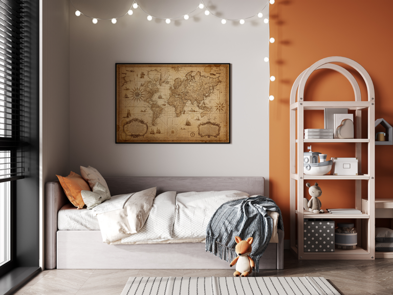 Plakat mapa świata vintage brązowa – stara mapa podróżnicza