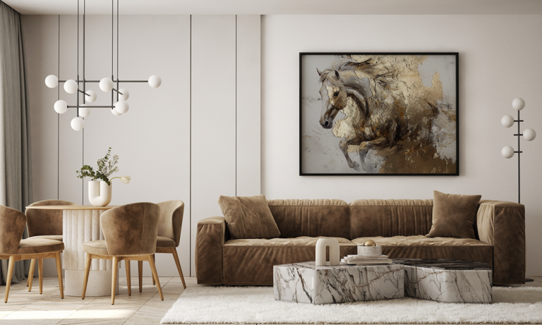 koń abstrakcyjny w eleganckiej kolorystyce PLAKAT