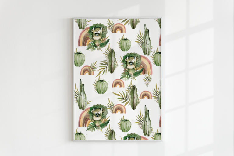 Plakat Boho Dino z Kaktusami