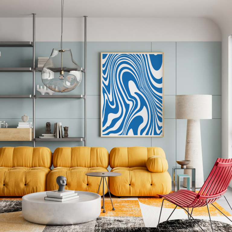 Plakat Niebieska Abstrakcja Pop Art