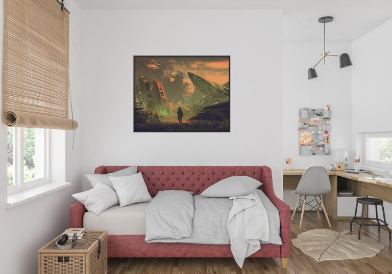 Wędrowiec w Zrujnowanym Mieście Plakat