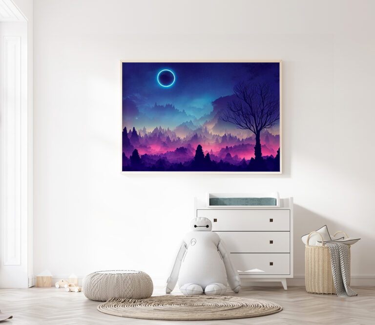 Neonowa Planeta nad Lasem Plakat