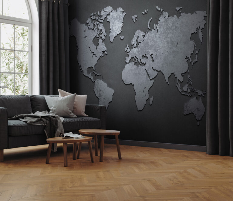 Fototapeta Metaliczna Mapa Świata
