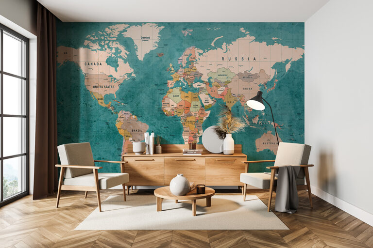Fototapeta_Mapa Świata z Nazwami Państw