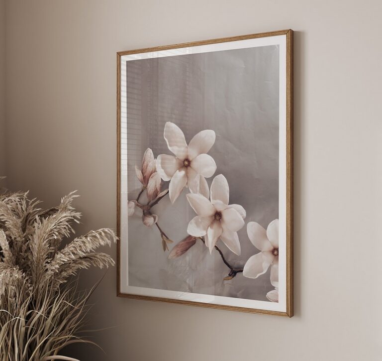 Plakat Beżowe Magnolie
