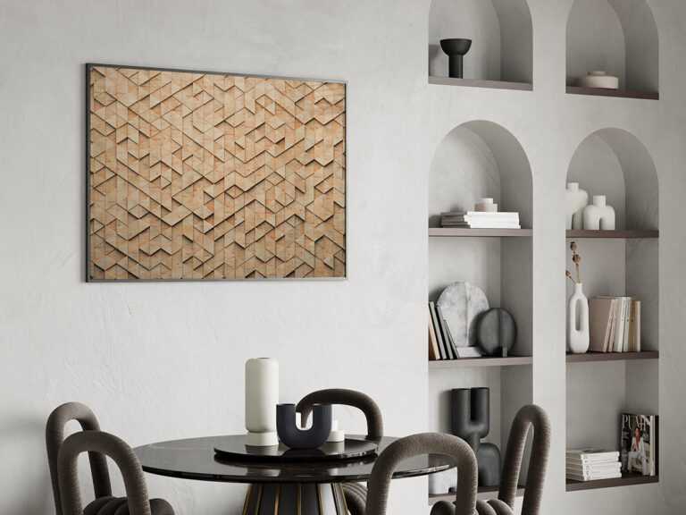 Plakat Drewniana Geometria 3D