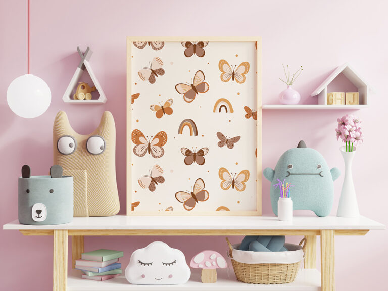 Plakat Tęczowe Motyle Boho