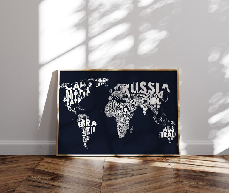 Plakat Typograficzna Mapa Świata
