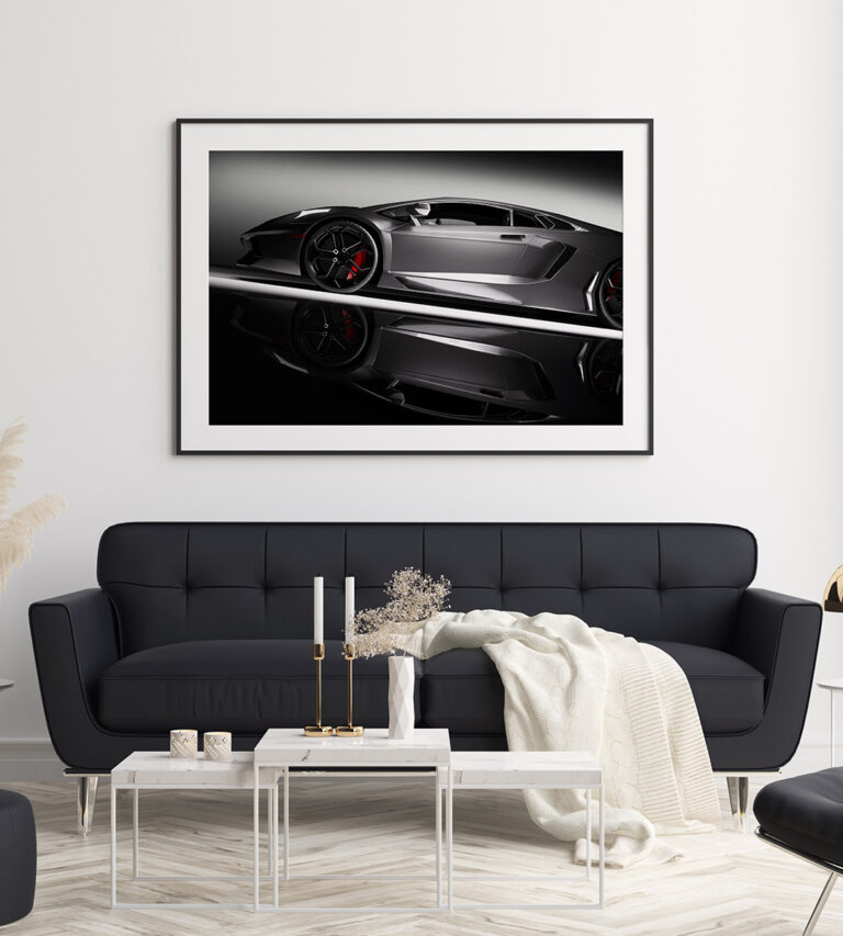 Luksusowy Supercar – Srebrny Samochód Sportowy Plakat
