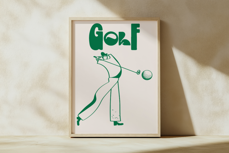 Golf – minimalistyczna ilustracja golfistki Plakat