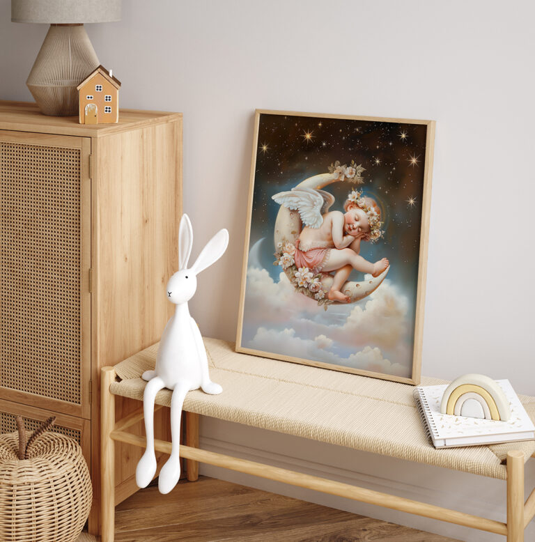 Śpiący Aniołek na Księżycu – Sleeping Angel Plakat