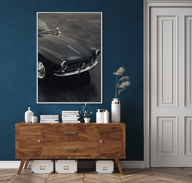 Klasyczny Czarny Samochód Sportowy – Elegancja Vintage Plakat