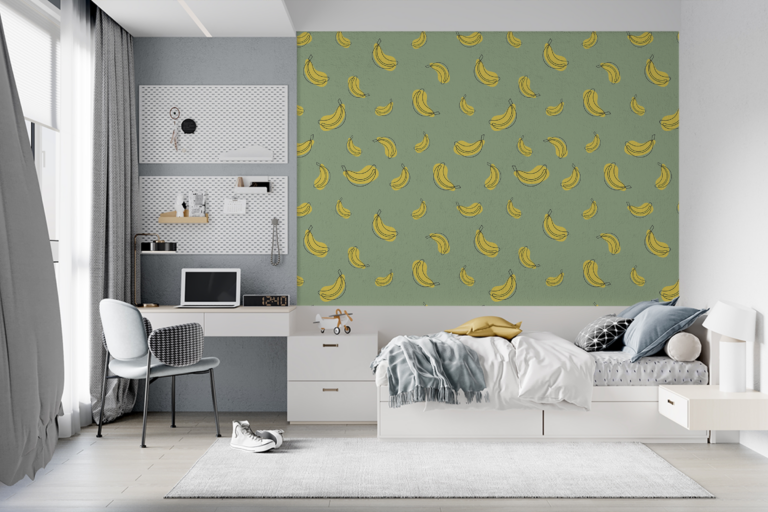 Bananowy Minimalizm – Żółte Banany na Zielonym Tle Plakat