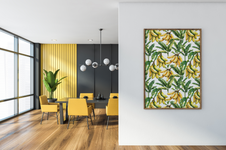 Bananowa Botanika – Akwarelowe Banany i Liście Tropikalne Plakat