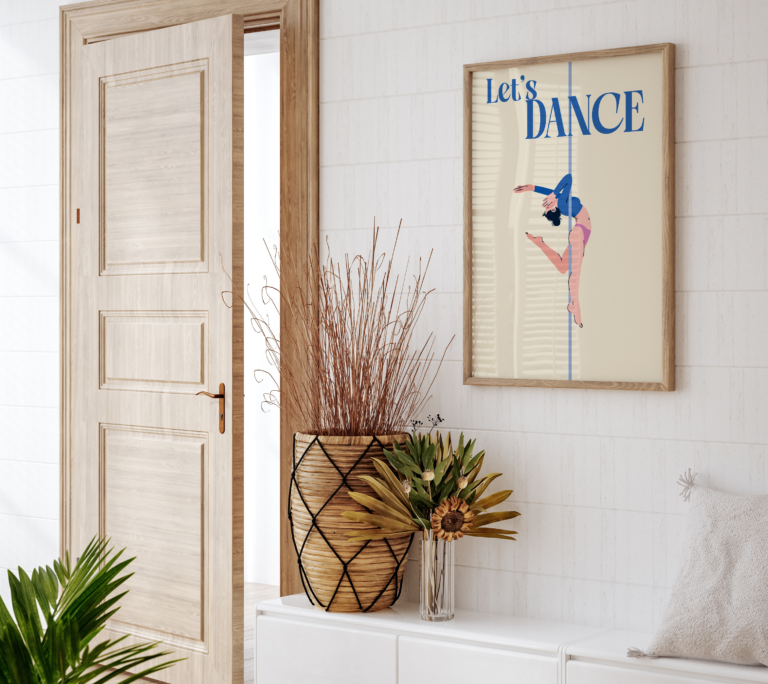 Let's Dance – elegancki plakat z tańczącą baletnicą Plakat