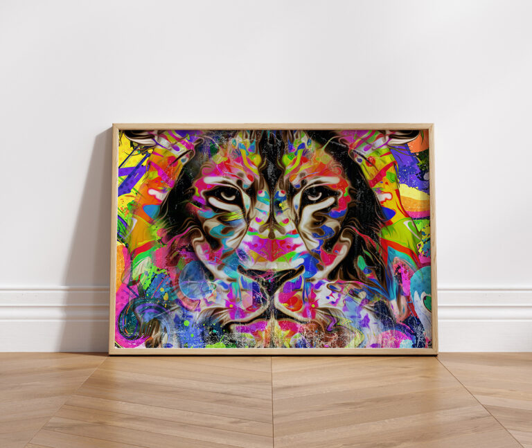 Kolorowa Twarz – Abstrakcyjny Portret w Neonowych Barwach Plakat