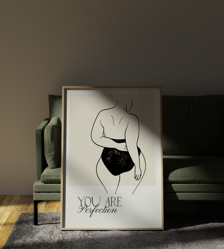 You Are Perfection – minimalistyczny plakat z kobiecą sylwetką Plakat