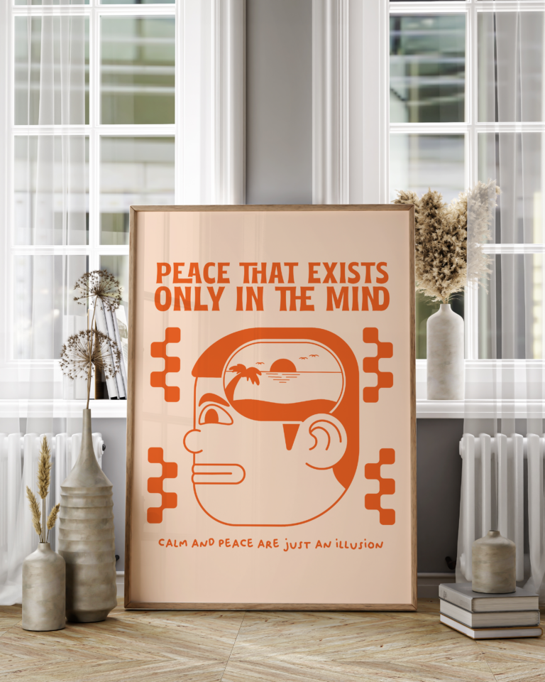 Peace That Exists Only in the Mind – minimalistyczny plakat z motywem spokoju Plakat