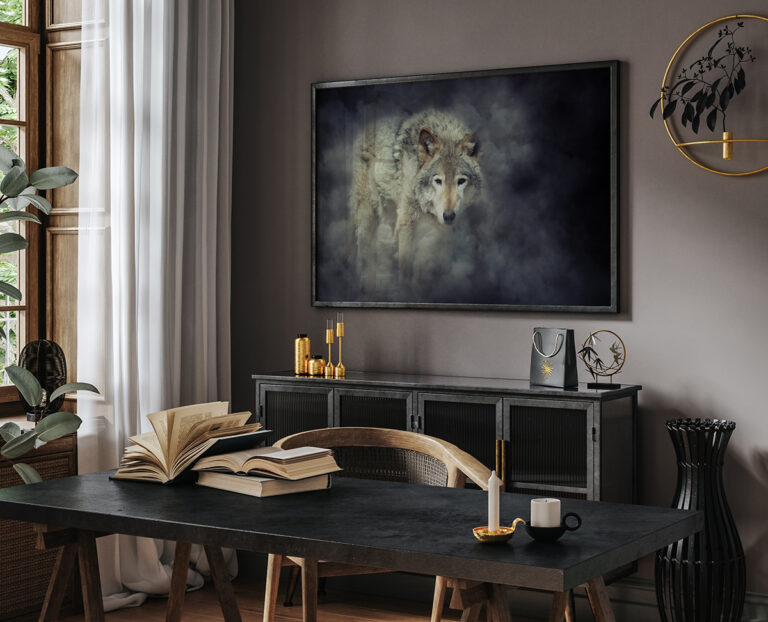 Wilk we Mgle – Tajemniczy Plakat z Wilkiem Plakat