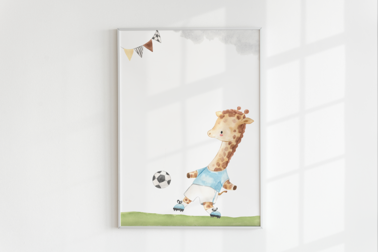 Żyrafa piłkarz – Soccer Giraffe Plakat