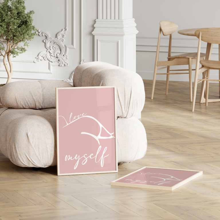 Love Myself – minimalistyczny plakat z kobiecą sylwetką Plakat