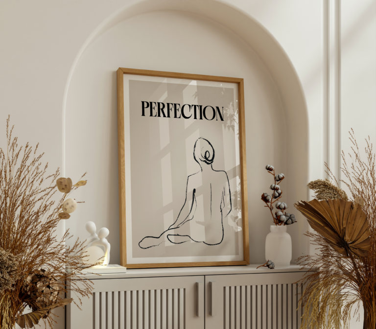 Perfection – minimalistyczny plakat z kobiecą sylwetką Obraz
