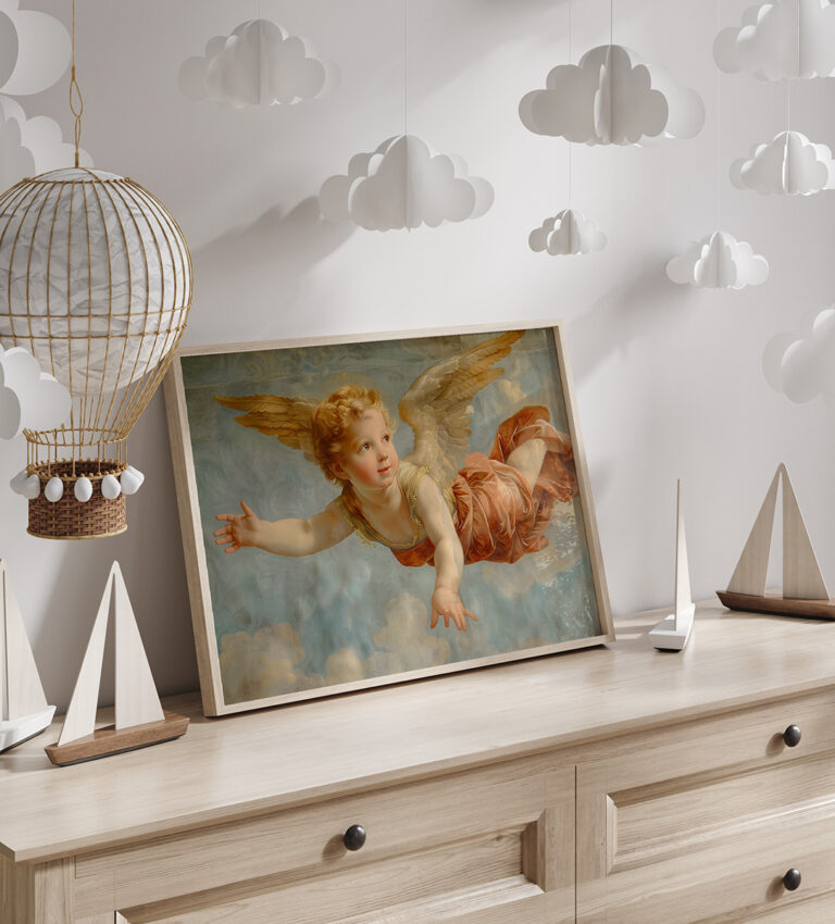 Latający Aniołek – Vintage Cherub Plakat