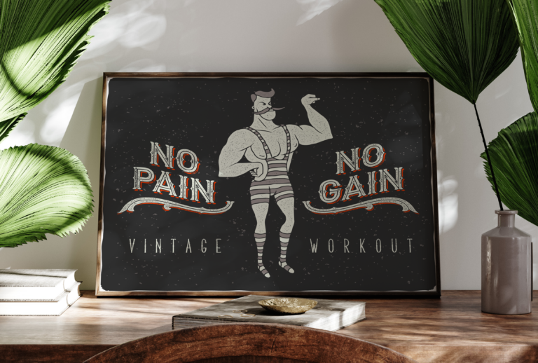 No Pain No Gain – Vintage Workout Plakat