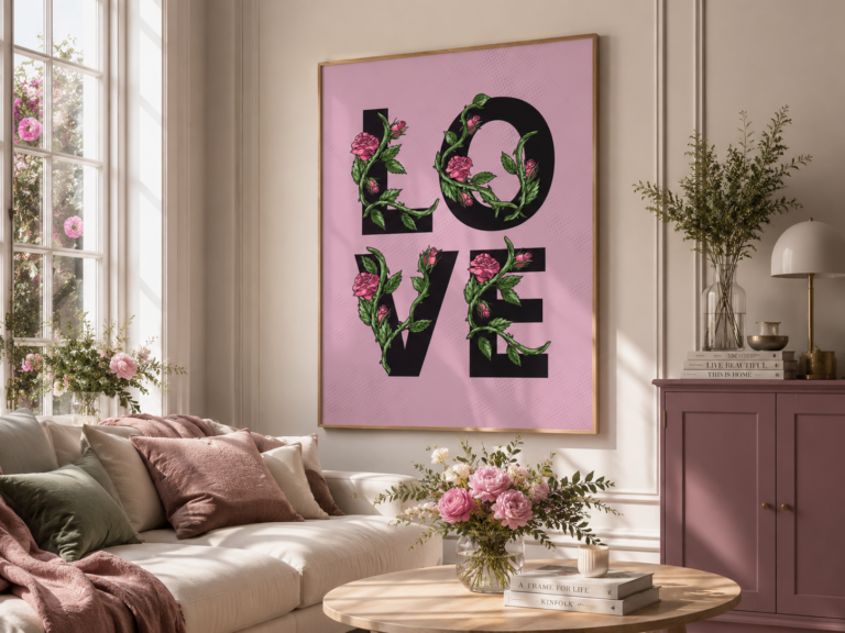 LOVE z Różami Plakat