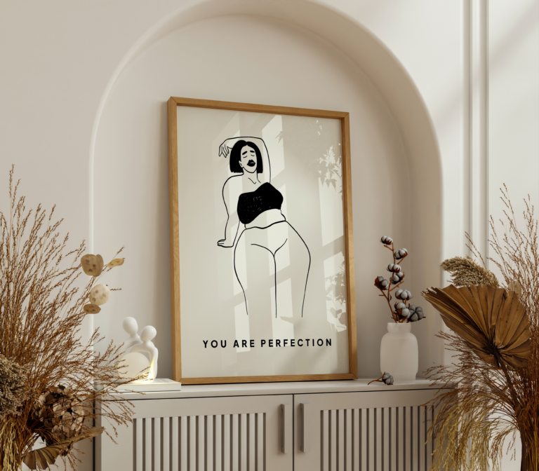 You Are Perfection – minimalistyczny plakat z kobiecą sylwetką Plakat