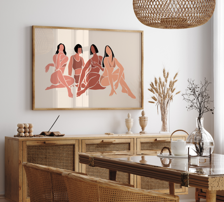 Kobiety Razem – minimalistyczna ilustracja grupy kobiet Plakat