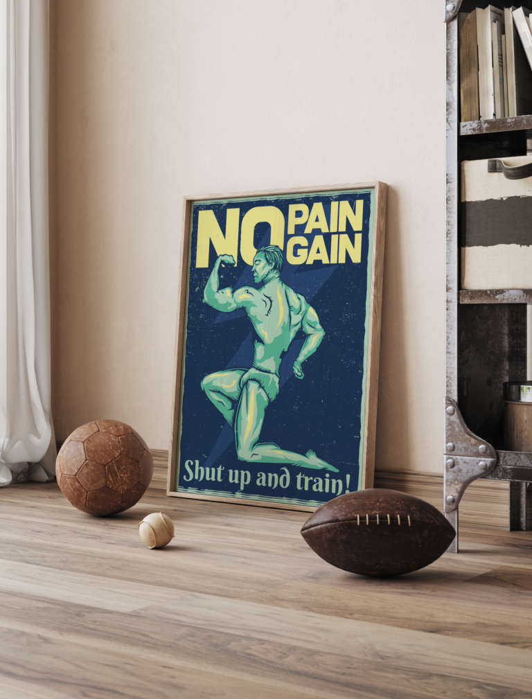 No Pain No Gain – Shut Up and Train – Motywacyjny Plakat Fitness Plakat
