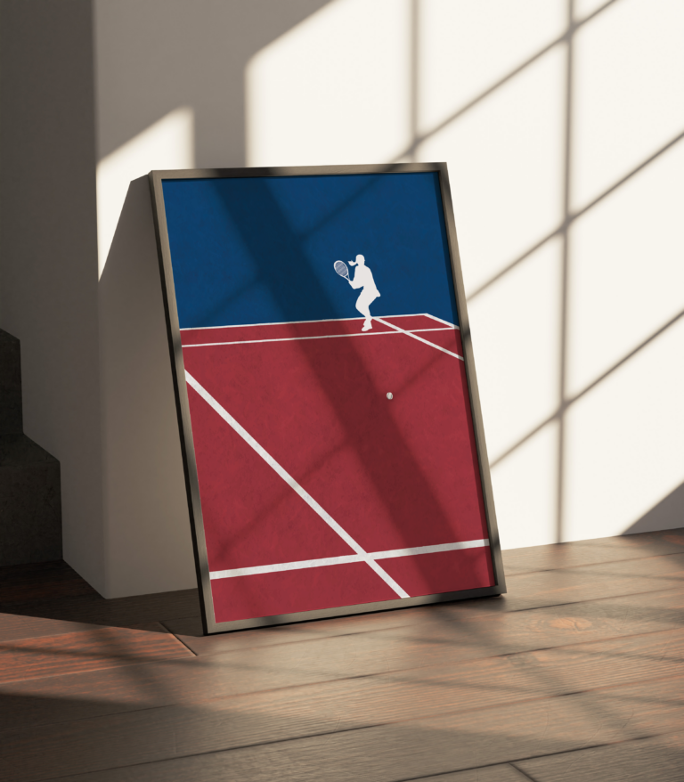 Tennis Court – Tenis – Kort Tenisowy z Zawodnikiem – Sportowa Dekoracja Plakat