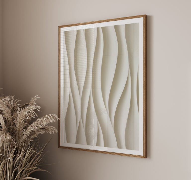 Beżowe abstrakcyjne fale 3D Plakat
