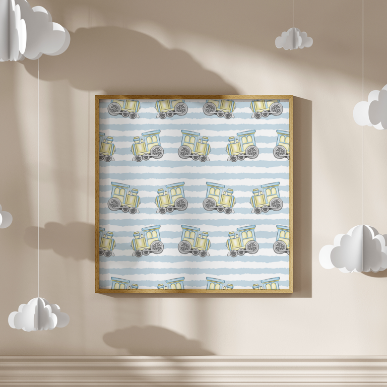 Fototapeta dziecięca z pastelowymi pociągami Plakat
