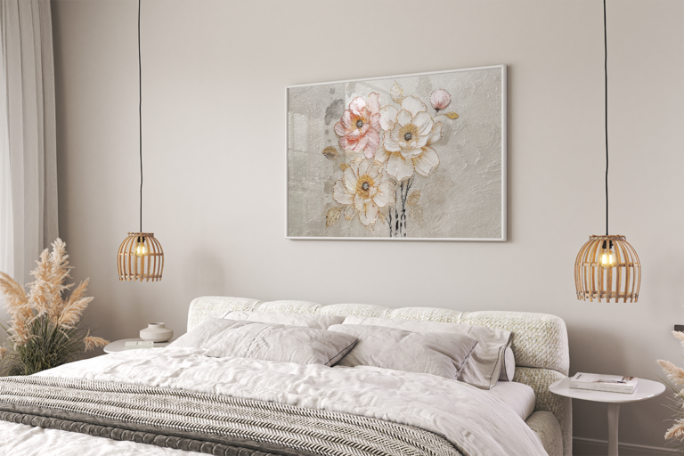 Eleganckie kwiaty w odcieniach pudrowego różu i beżu Plakat