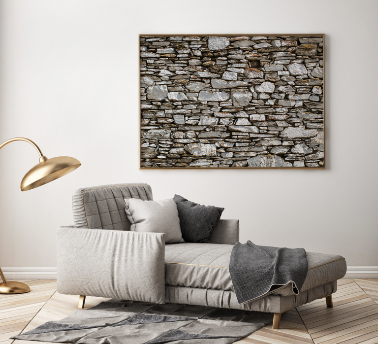 Ciemny kamienny mur z naturalnej skały Plakat