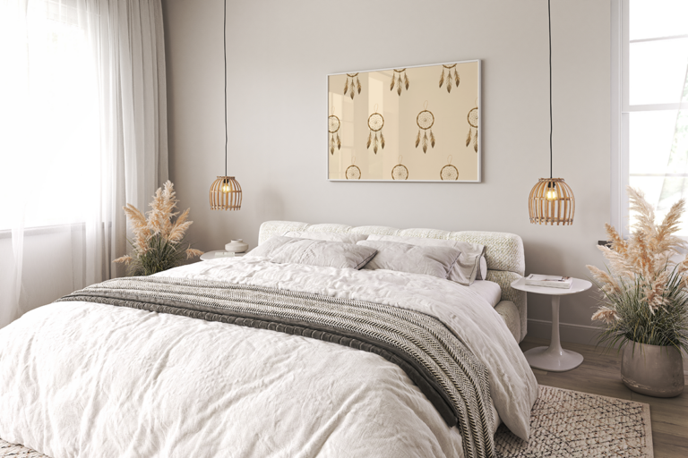 Łapacze snów i pióra w stylu boho Plakat